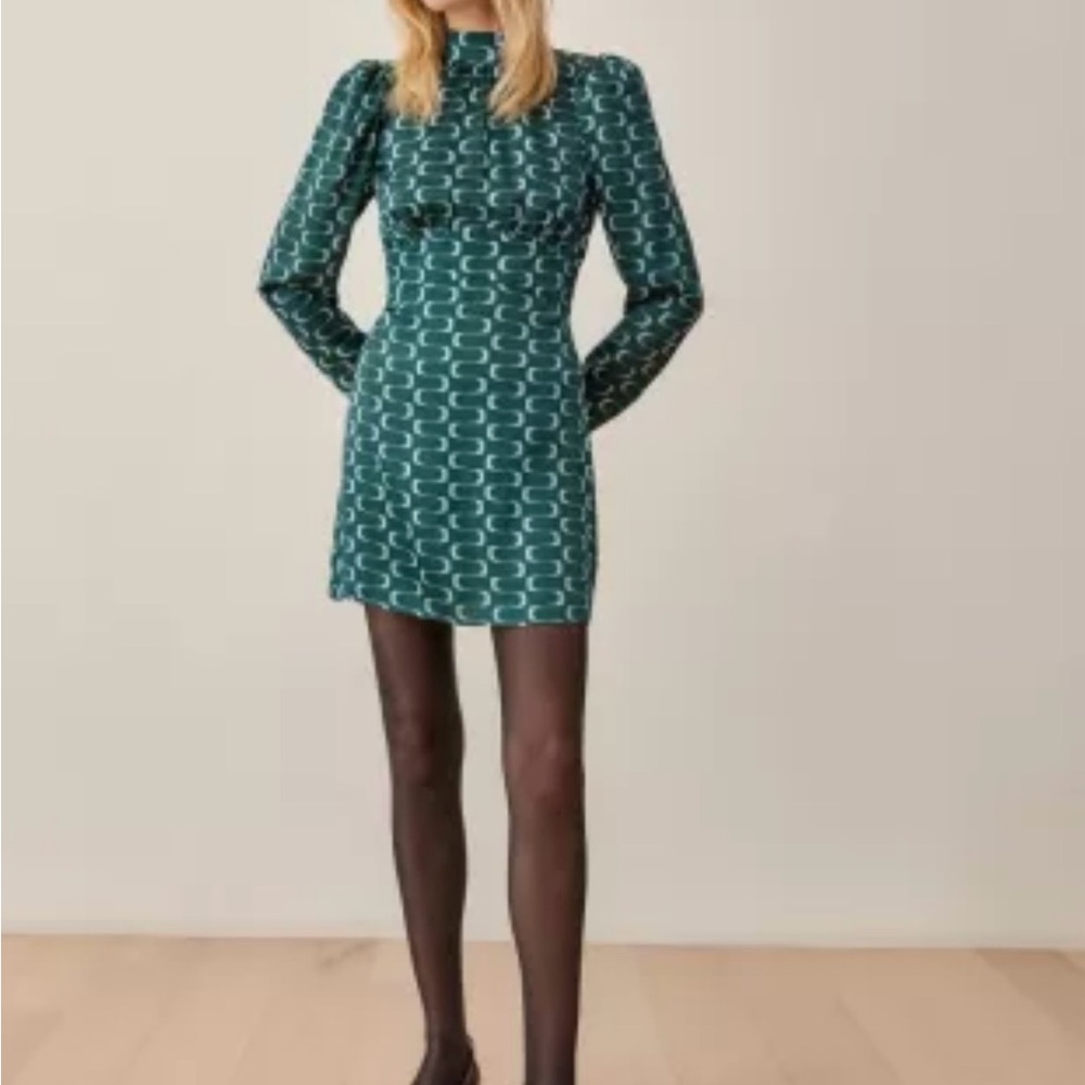 Reformation Samuel Dress - Patterned Long-Sleeve Mini Dress